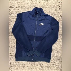 Nike Men's Navy Fleece and Nylon Jacket